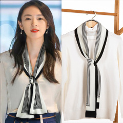 2021 Yao Chen Style Slim Long Strip Silk Scarf for Women, Spring and Autumn Version, Stylish and Fashionable, Versatile, Decorative Necktie and Scarf