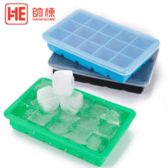 Creative 15-Grid Covered Silicone Ice Cube Tray Household Square Ice Cube Molds Baby Food Container