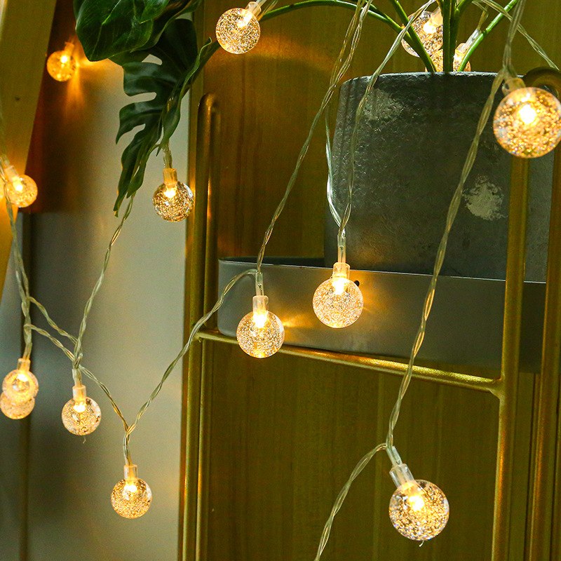 新款LED气泡球彩灯星星灯圣诞节日装饰球灯暖色彩色灯串
