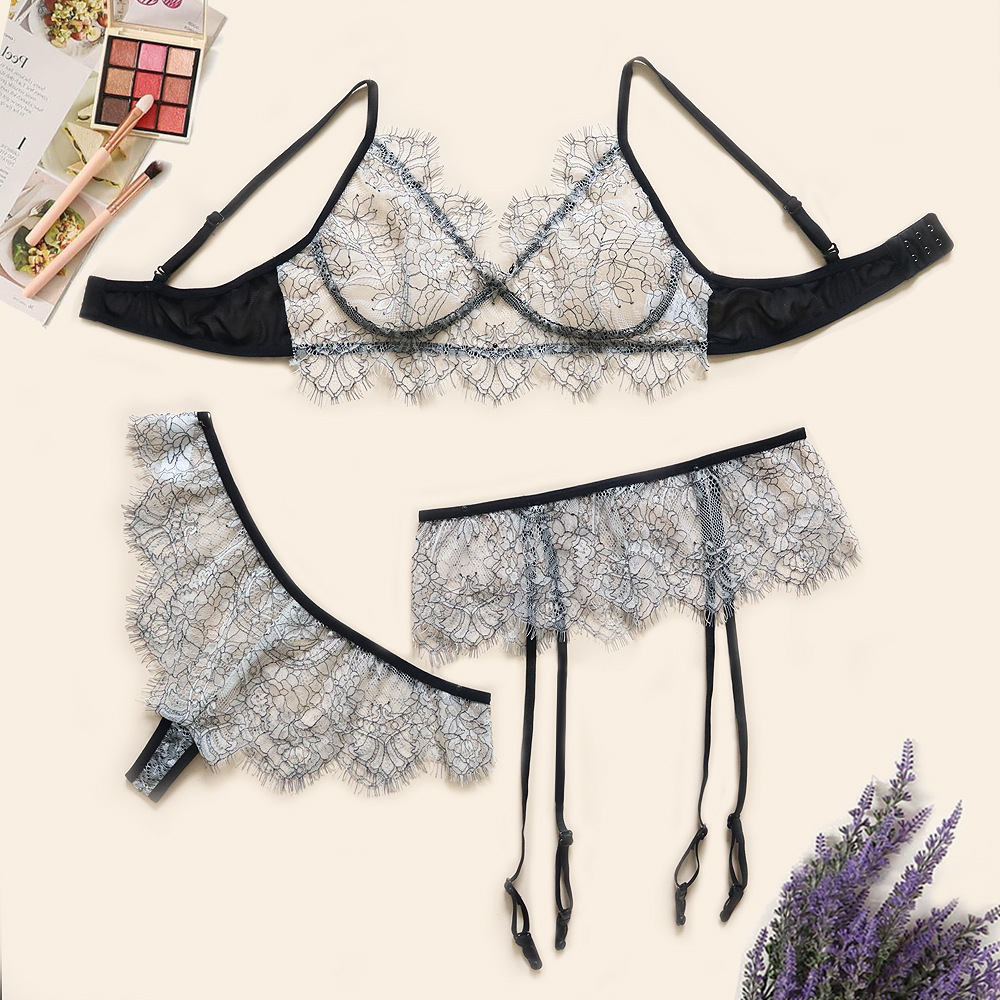 lace sexy temptation underwear garter three-piece suit NSYO14049