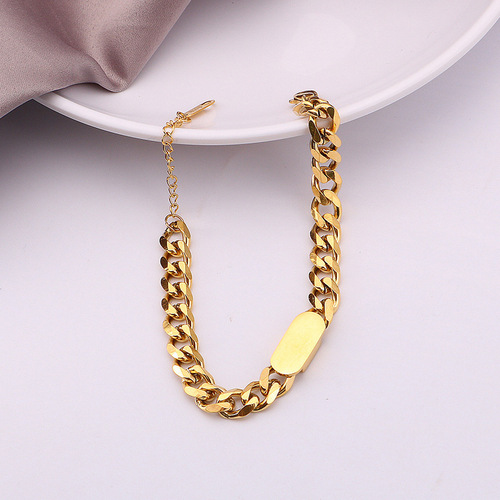 European and American thick chain titanium steel bracelet female trendy Internet celebrity ins hip-hop niche cold style wrist chain non-fading accessories