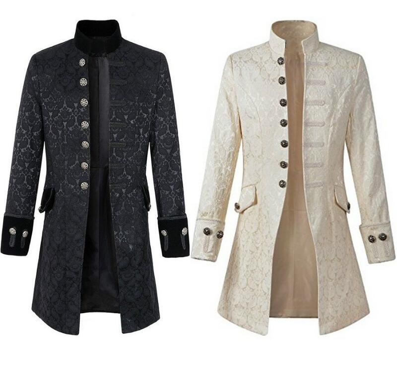 Comercio exterior Venta caliente de los hombres europeos y americanos abrigo ropa medieval color sólido moda Steampunk retro uniforme