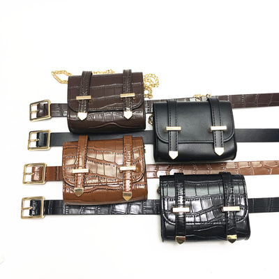 跨境热销朋克风迷你腰包潮时尚百搭网红装饰链条皮带可拆卸腰带女|ru