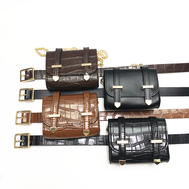 跨境热销朋克风迷你腰包潮时尚百搭网红装饰链条皮带可拆卸腰带女|ru