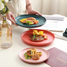 北歐創意陶瓷盤子烤箱烤盤 家用早餐盤西餐盤菜盤圓形平盤牛排盤