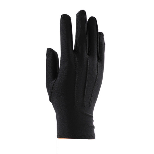 Factory direct sales three-ribbed black and white ceremonial gloves high elastic thin spandex men's gloves wholesale
