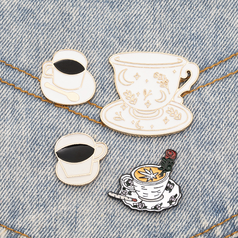 New  Punk Style Retro Palace Coffee Cup Brooch display picture 3