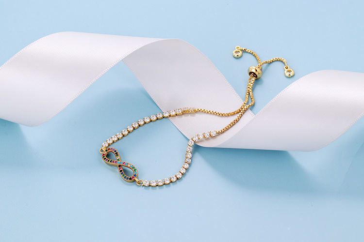10g Weight Bracelets Classification Anniversary, Business, Travel Occasion Copper Material Geometric Pattern Women'S Gender Fashion Style Fashion Rainbow Zircon Geometric Pull-out Bracelet 20