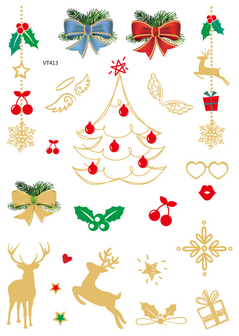 Protección del Medio Ambiente caliente metal tatuaje pegatinas Santa Claus fiesta carnaval personalidad divertida barba tatuaje al por mayor