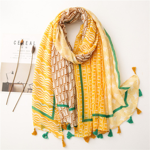 Yitao scarf new Japanese style small fresh color matching cotton and linen scarf literary forest women's travel sun protection shawl silk scarf
