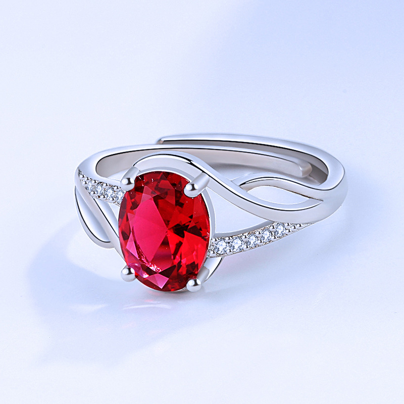 Geometric red fashionable universal ring with stone