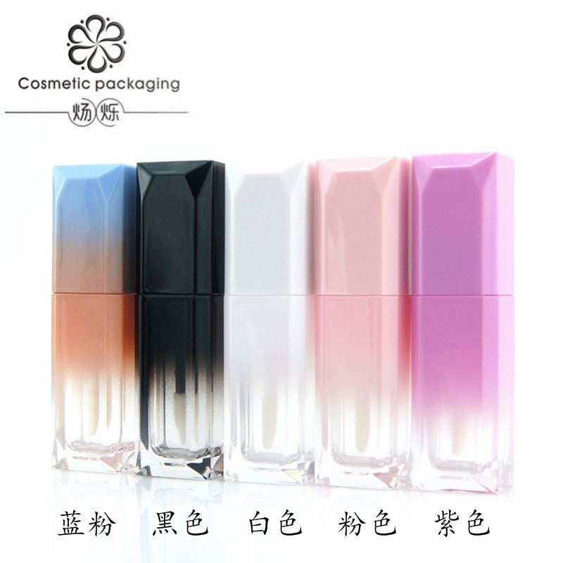 En stock al por mayor gradiente multicolor 5ML tubo de brillo labial tubo de esmalte de labios tubo de lápiz labial tubo vacío logotipo impreso