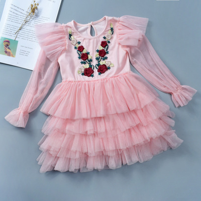 girl Summer and fall Dress new pattern children princess Gauze skirt 2020 Embroidery Cake skirt CUHK On behalf of