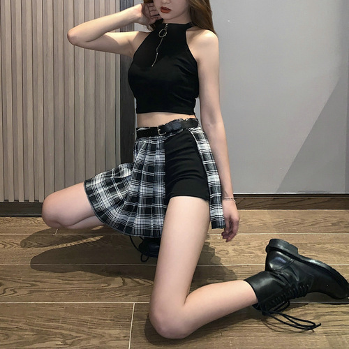  Summer Pleated Skirt Short Skirt Women High-Waist A-Line Slimming Bustier Fashionable Polka Dot Asymmetrical Hemline Dress Ins Trend