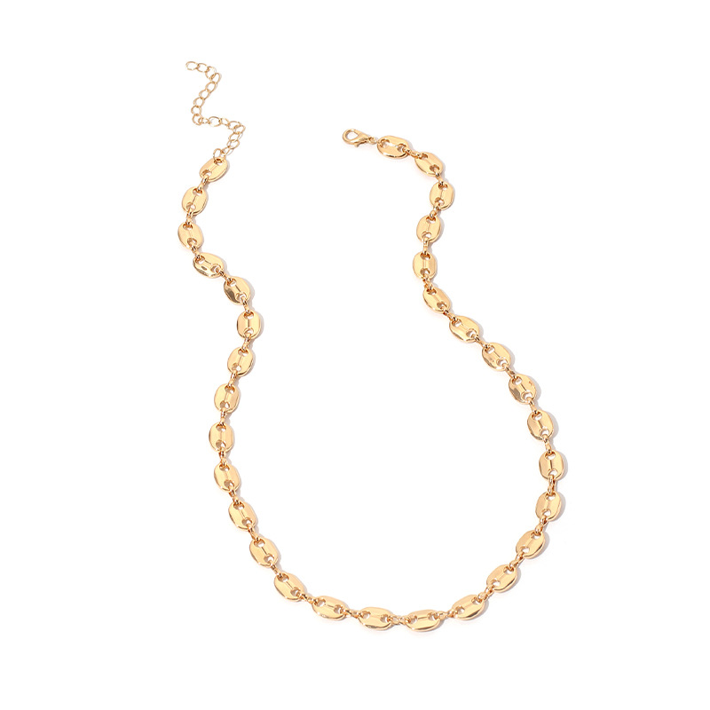 34g Weight Necklace Classification Wedding, Travel Occasion Women'S Gender White, Gold Color Fashion Pig Nose Chain Button Bracelet Necklace Sets For Women Clavicle Chain Wild Jewelry Nihaojewelry 16