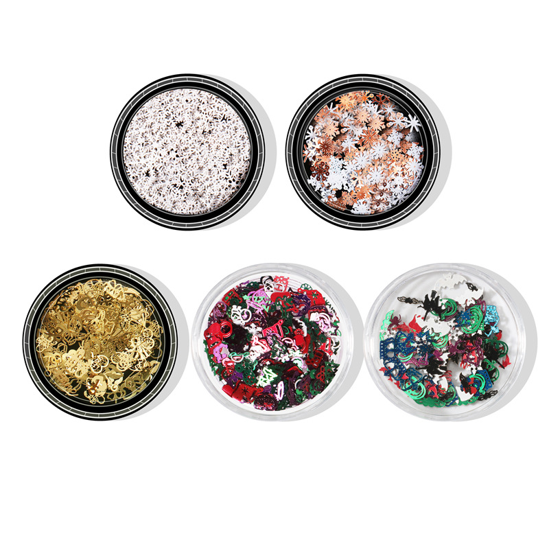 2020 nueva manicura Navidad Halloween pieza de computadora joyería ultrafina copo de nieve parche uñas decoración de Navidad