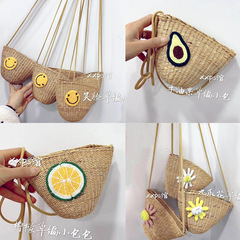 秋南 兒童草編包韓版時尚新款手工卡通斜跨包戶外攜帶寶寶裝飾包