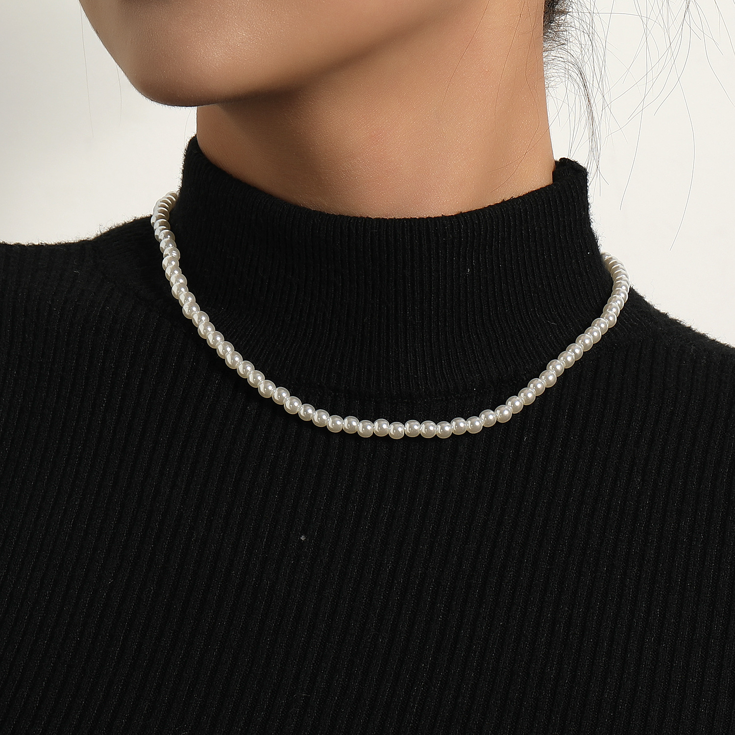 Fashion Geometric Mixed materials Pearl Necklace