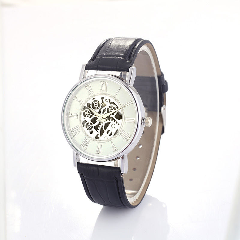 Sales Leisure Couple Roman Hollow Fashion Mechanical Quartz Belt Watch_voghion.com