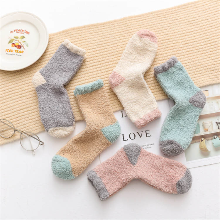 襪子女士珊瑚絨睡眠冬季家居加絨加厚秋冬款保暖毛巾月子地板成人