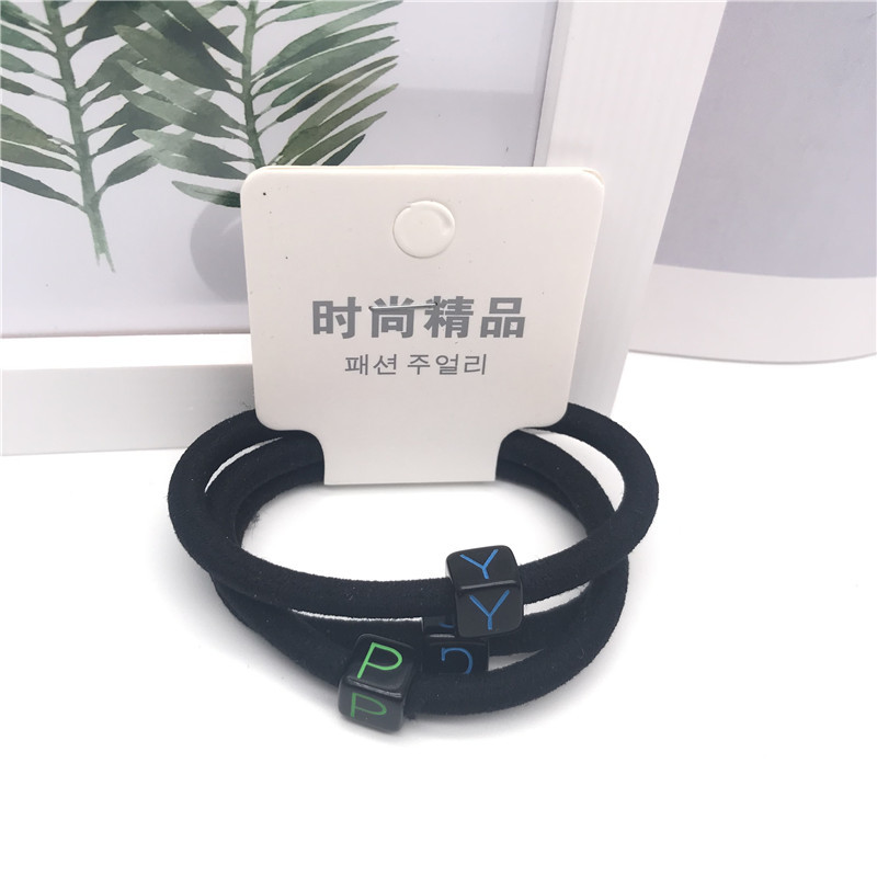 Accesorios para el cabello de estilo coreano 3-en-1 6 letras anudadas cuerda del pelo 2 clip de uñas tamaño cabeza cuerda banda de goma banda de pelo para las mujeres