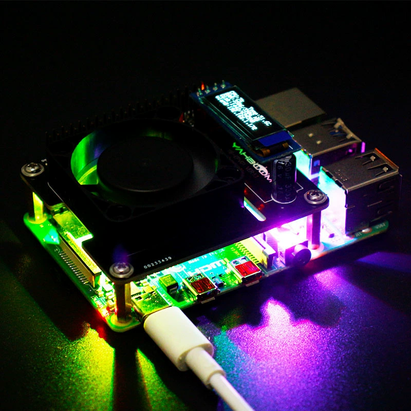 Raspberry Pi Интеллектуальные Perseverants 4B/3B+ heading fan температурный контроль расширительная плата RGB корпус реального времени мониторинга