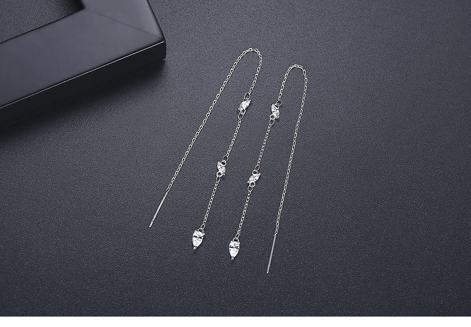 Boucles D&#39;oreilles Longues En Zircon Incrusté De Cuivre display picture 3