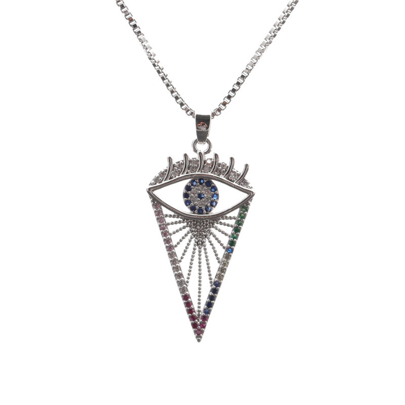 Micro-inlaid Zircon Devil Eyes Pendant Necklace display picture 2