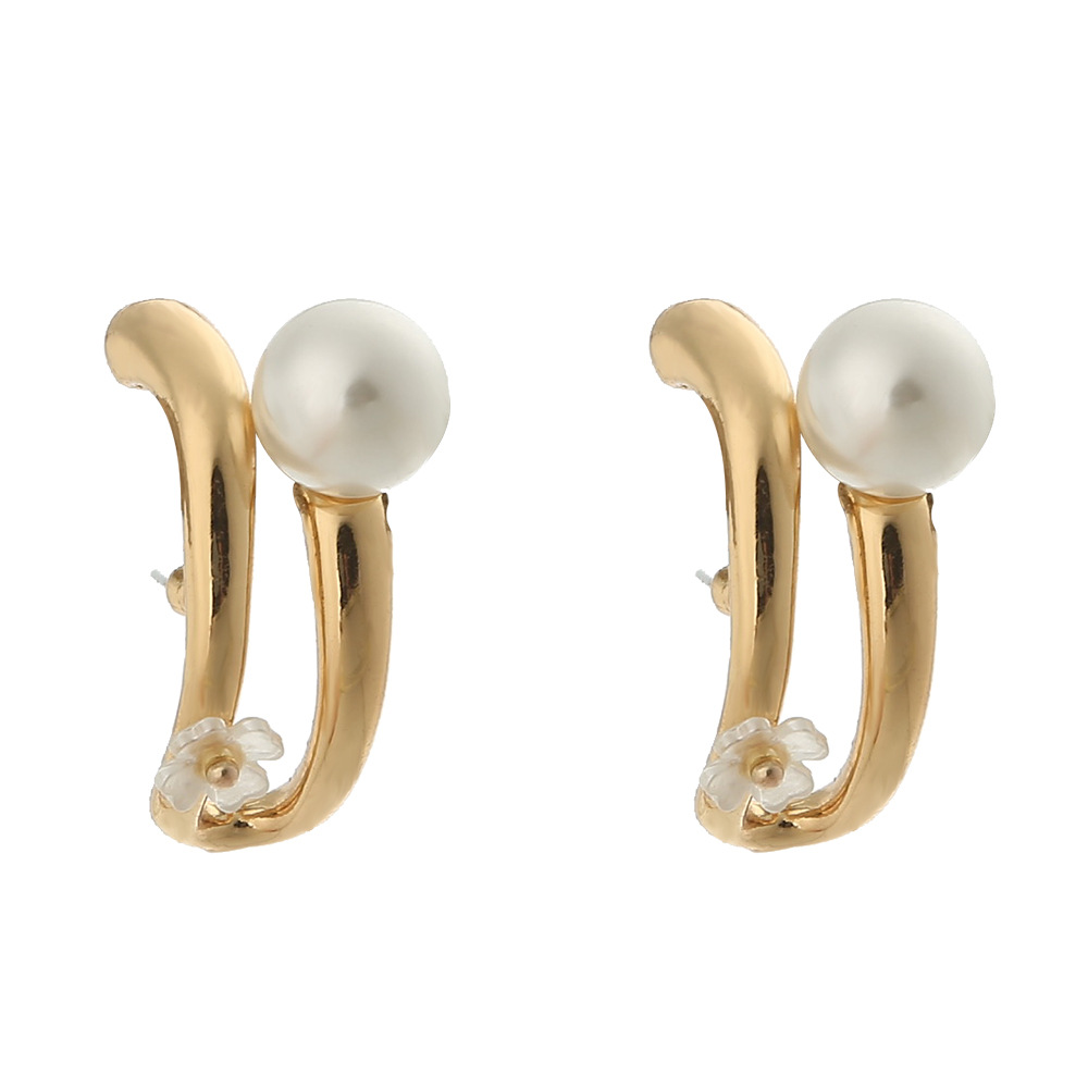 Fashion Double C Metal Pearl Earrings display picture 10