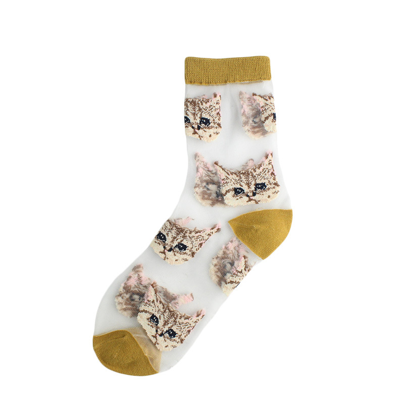 Women's Cute Cat Acetate Fibre Embroidery Crew Socks A Pair display picture 2