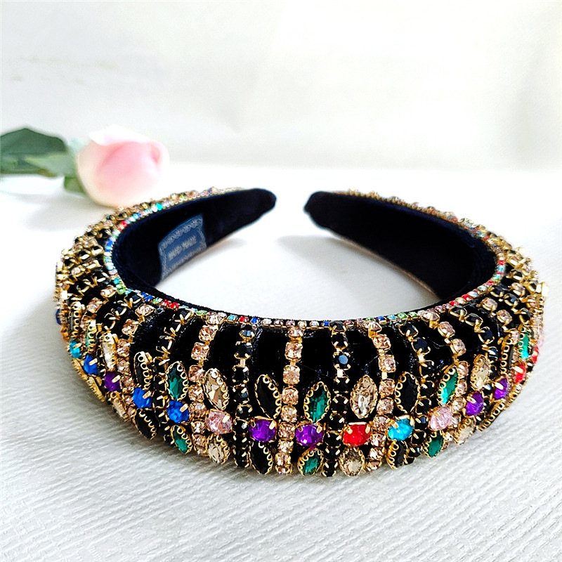 New Headband Rhinestone Hair Accessories Ethnic Style Full Diamond Beam Diamond Wide-brimmed Headband Wholesale Nihaojewelry display picture 3