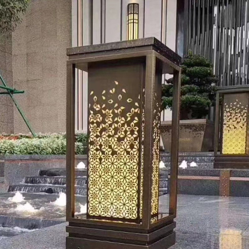 戶外led柱頭燈圍牆燈現代歐式方形不鏽鋼市電e27庭院景觀照明燈飾