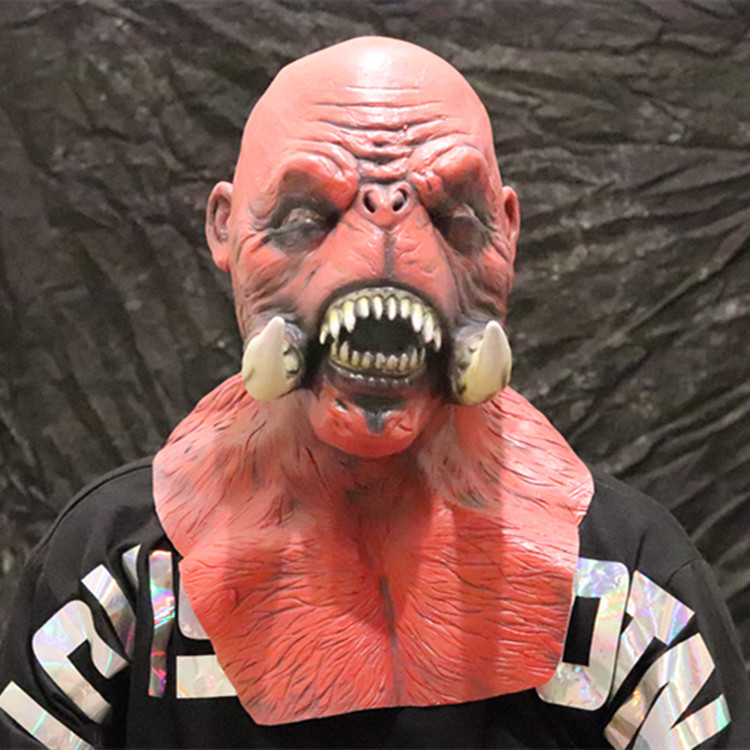 2020 nueva Máscara de Warcraft Halloween horror marfil colmillos bestia cabeza cubierta transfronteriza Venta caliente venta directa de fábrica