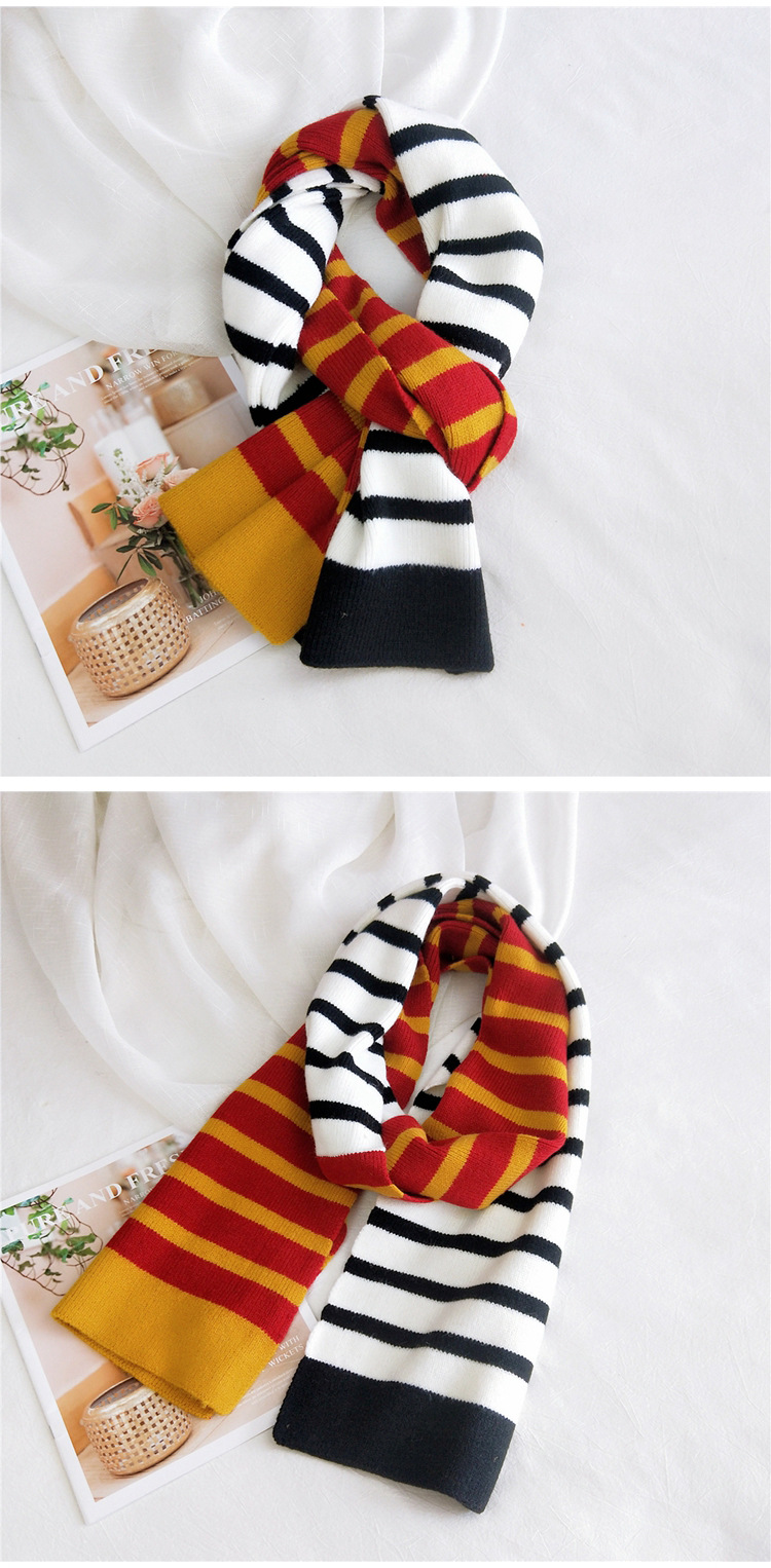 Color Striped Knitted Scarf display picture 7