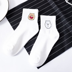Socks Girl Crew Socks Ins Trendy Japanese Cute Versatile Korean Academy Style Personality Cotton Bear Head Long Socks
