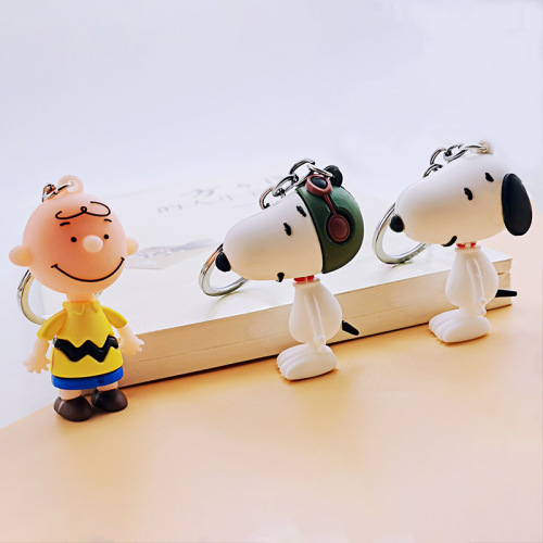 Cartoon silicone cute Snoopy doll keychain Charlie Sanmao boy keychain chain bag pendant jewelry