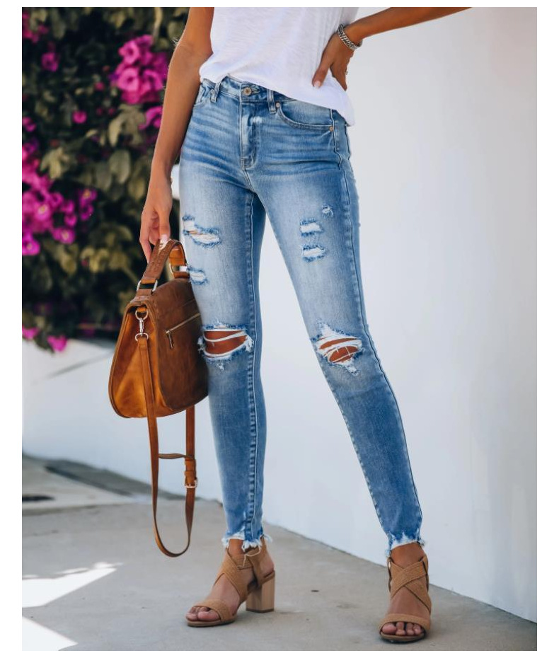 ripped mid-waist no stretch slim-fit jeans NSJRM135672