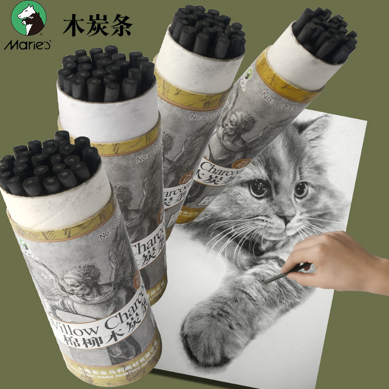 Marley Brand Cotton Willow and Charcoal Sticks Mixed with Carbon Sticks for Fine Art Students Horsepower Charcoal Pen 7332 Charcoal Sticks Square Round