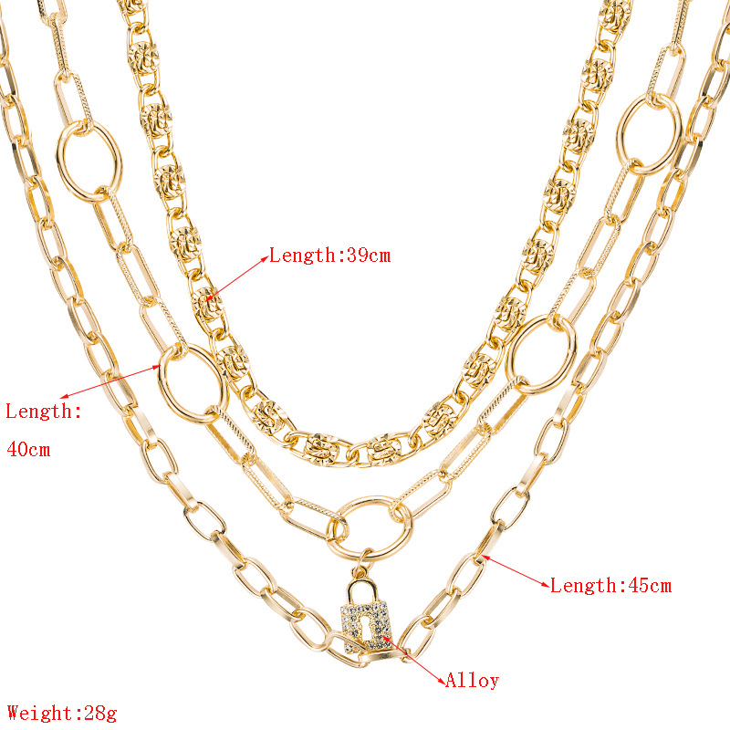 Hip-hop Heart Lock Multi-layer Necklace display picture 1
