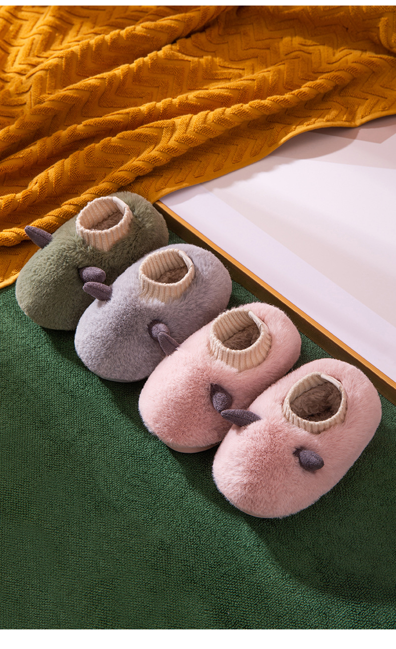 Cute Warm Soft Bottom Horn Shape Cotton Plush Tpr Sole Children's Slippers display picture 4
