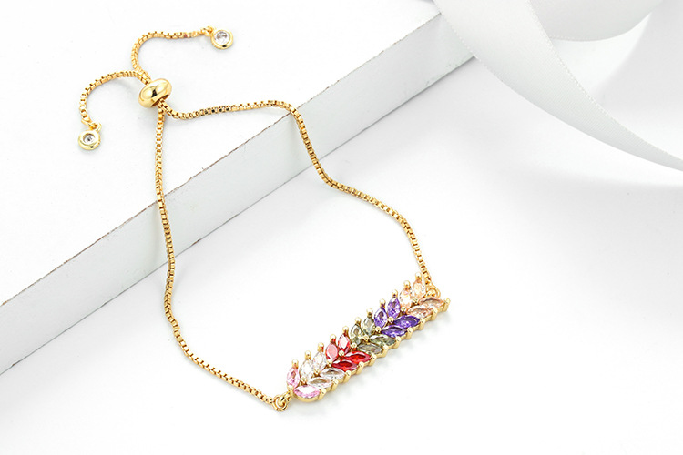 10g Weight Bracelets Classification Anniversary, Business, Travel Occasion Copper Material Geometric Pattern Women'S Gender Fashion Style Fashion Rainbow Zircon Geometric Pull-out Bracelet 8