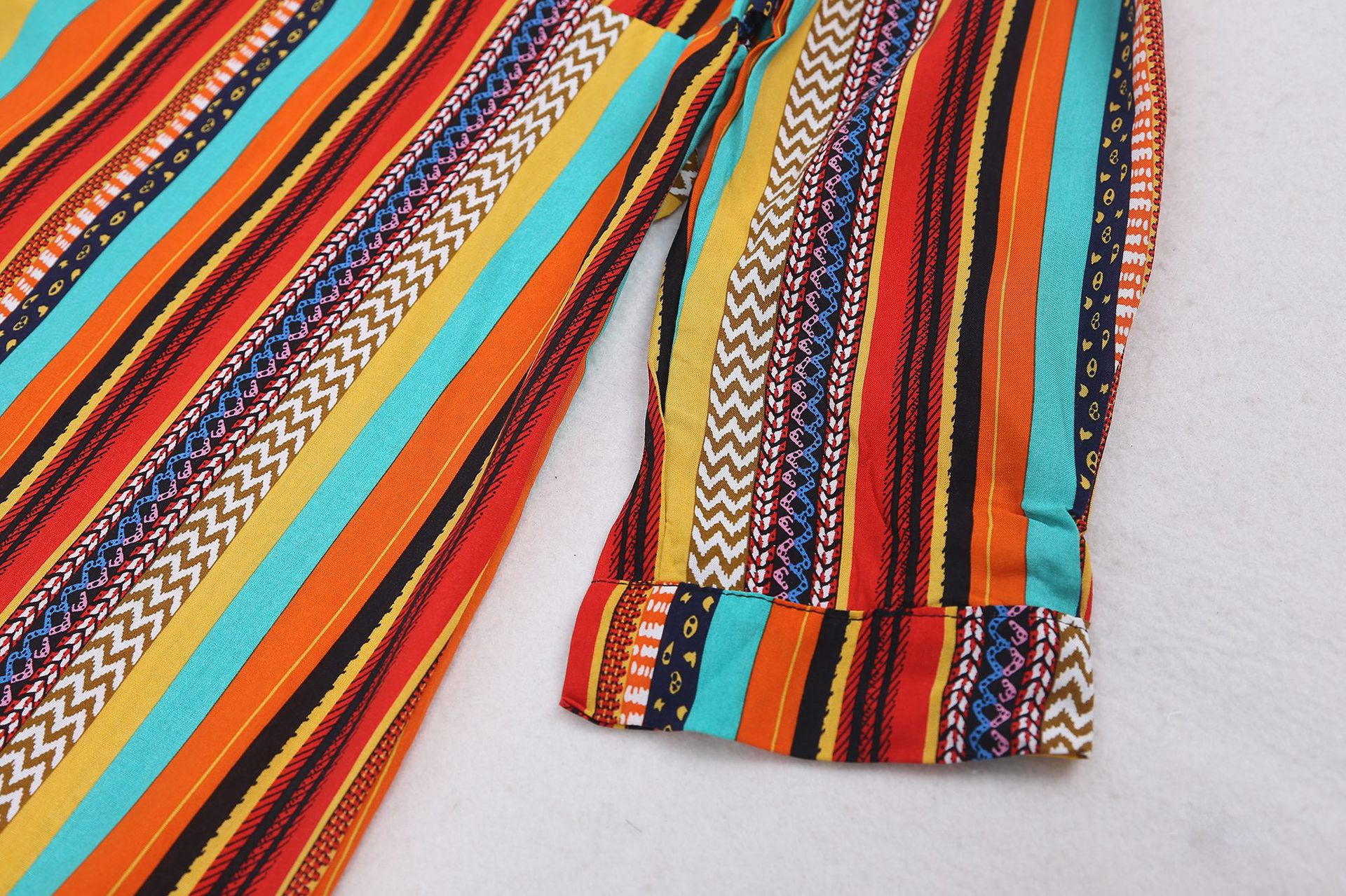 New Rayon Color Stripe Belt Long Dress Beach Skirt Holiday Sunscreen Bikini Blouse Swimsuit Wholesale Nihaojewelry display picture 4