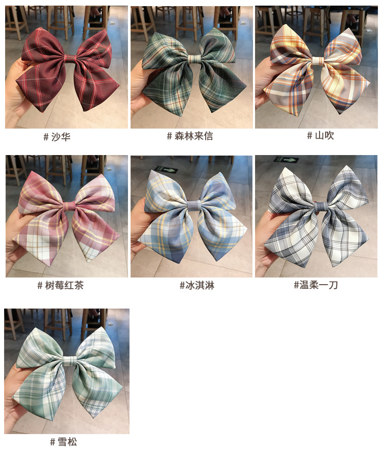 Girl Plaid Bow Hairpin Korean Super Fairy Uniform Back Head Clip Headdress Wholesale Nihaojewelry display picture 2