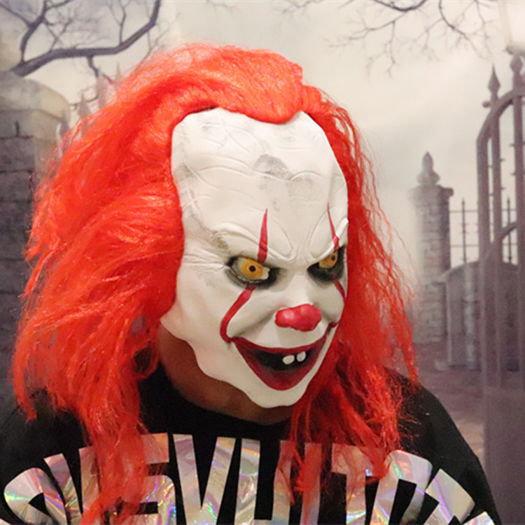 Halloween horror payaso alma máscara sombrerería nuevo pelo rojo payaso máscara ventas directas de fábrica Amazon Venta caliente