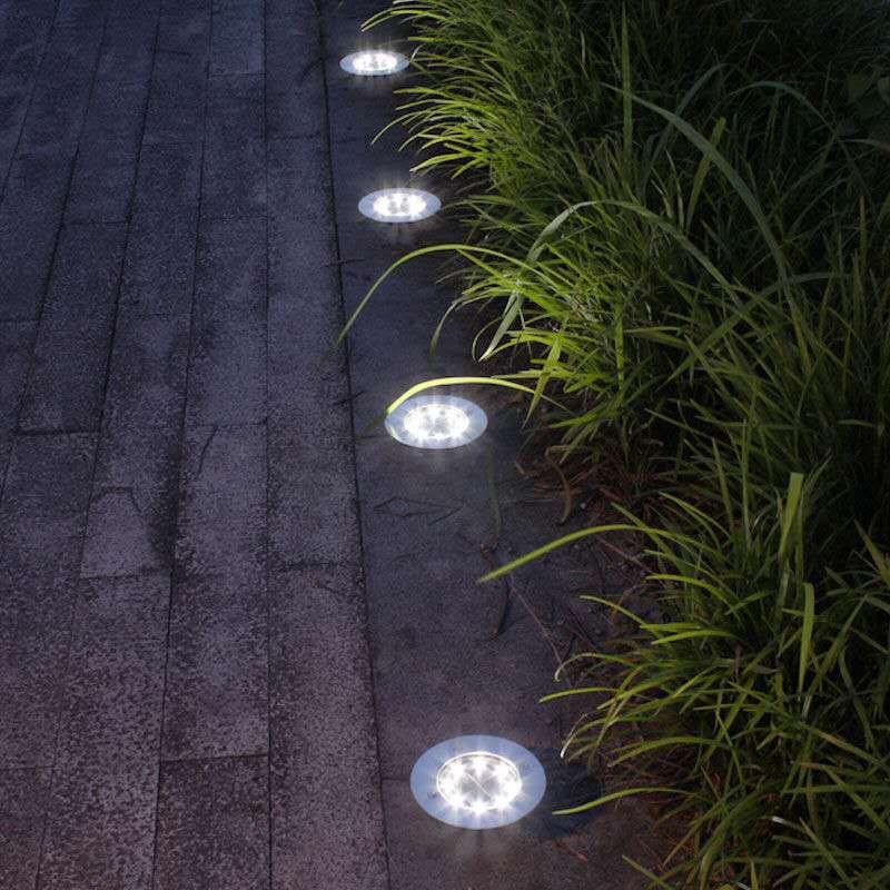 Lámpara subterránea transfronteriza al aire libre nueva lámpara de césped enchufable lámpara de jardín 8LED SOLAR DE ACERO INOXIDABLE image 3