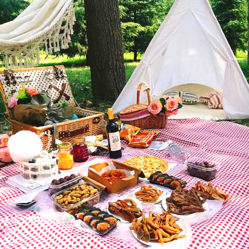 Primavera sauce cesta de picnic cesta de la compra portátil cesta de picnic con tapa cesta de regalo Comercio exterior al por mayor