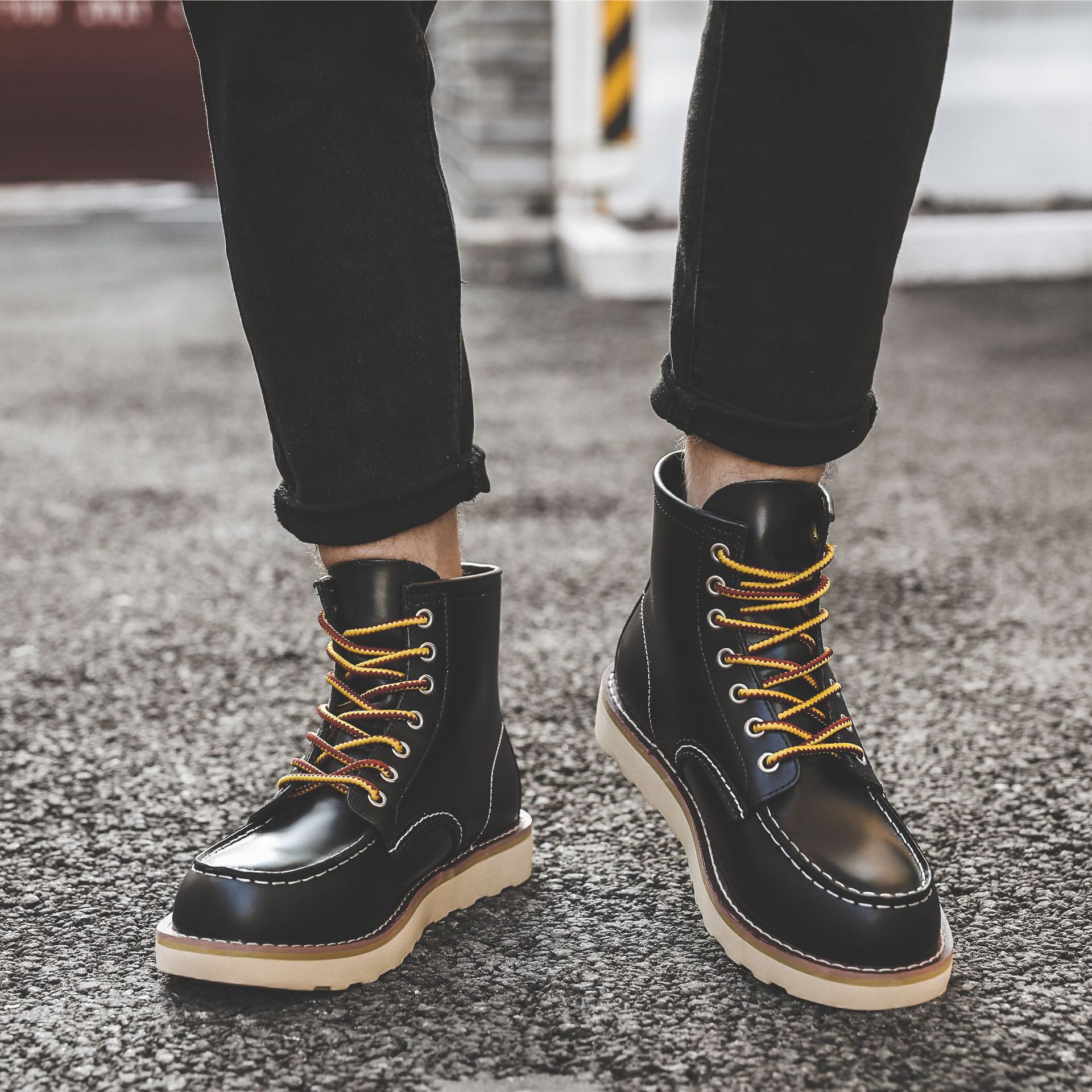 Title 15, Stivali Martin piatti slip-on retrò da lavoro d...