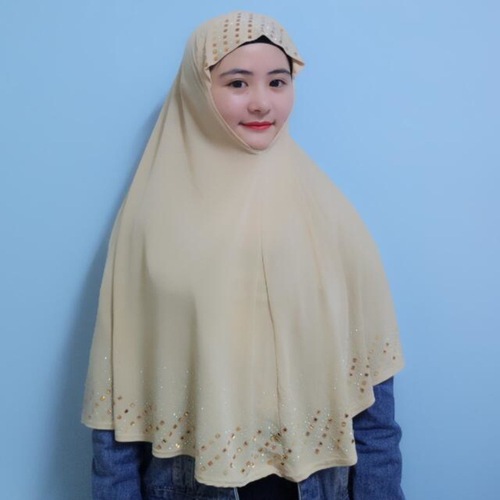 Foreign trade domestic sales hot glass crystal diamond scarf hijab Arabic headscarf Baotou hat gauze scarf H053