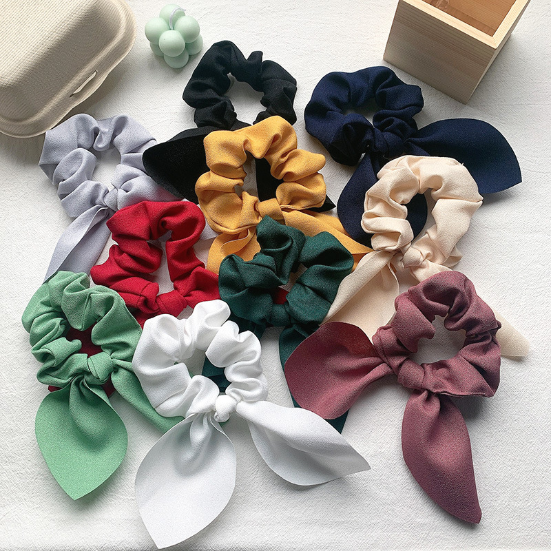 Retro Satin Bow Hair Scrunchies display picture 3