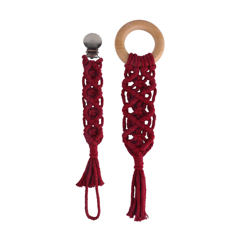 Popular plana pezón clip de haya anillo de juguete de los niños DIY bebé creativo hecho a mano tejido pezón cadena traje